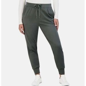 Sage Collective Womens Nylon-Stretch, Drawstring, Cuffed-Leg Joggers Pockets L